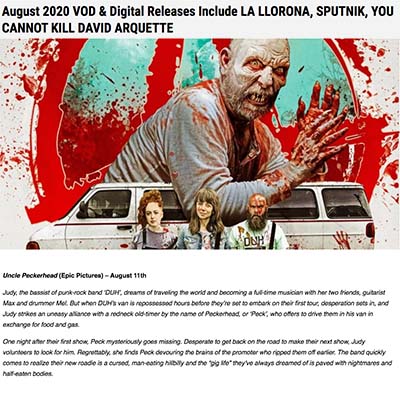 August 2020 VOD & Digital Releases Include LA LLORONA, SPUTNIK, YOU CANNOT KILL DAVID ARQUETTE
